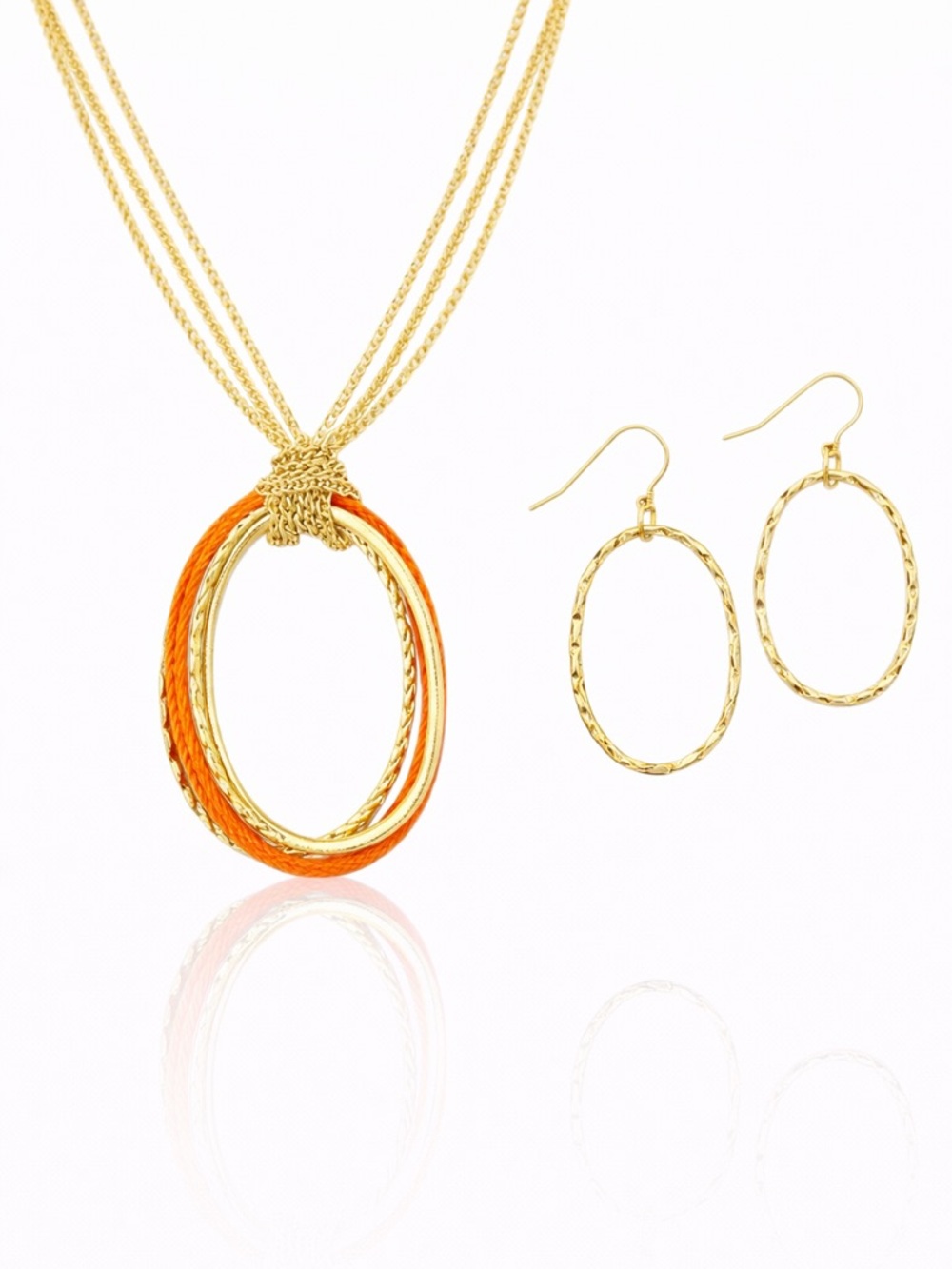Art Deco Orange Oval Necklace